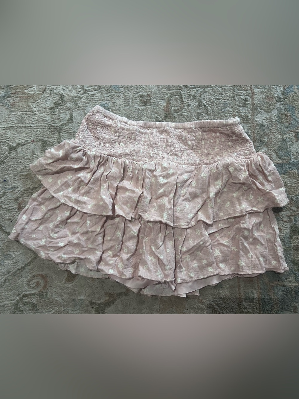 Love Tree Blush Pink Smocked Top with Ruffled Texture sz M